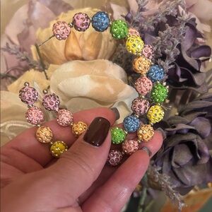 Multicolor Beaded Hoop Earrings